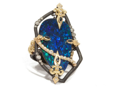 MN opal Boulder ring with white diamonds and blue sapphires by Armenta at Talisman Gallery (£2,545).