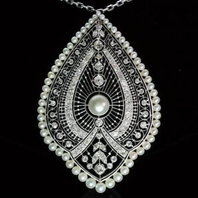 Edwardian Princess pendant necklace (diamonds pearls platinum)