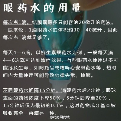 【关于眼药水，你知多少？】眼药水包装上通常写着保质期24个月，那开封后还能使用多久呢？眼药水的用量是多少呢？感到眼镜疲劳经常滴几滴，你知道这样的危害有多大吗？怎么挑选不含防腐剂的眼药水呢.........这些问题，戳图带你了解！#热门健康榜#