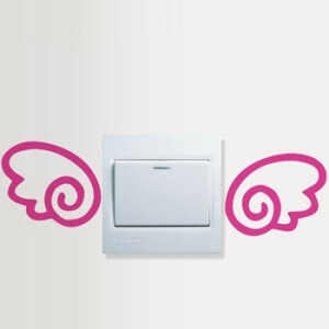 天使翅膀开关贴 儿童房墙贴卡通可爱创意装饰插座贴 艾薇墙贴