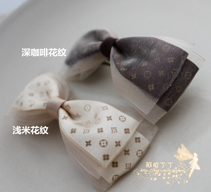 36手工原创多色彩色纱双层蝴蝶结发卡 韩版时尚弹簧夹发夹发饰品