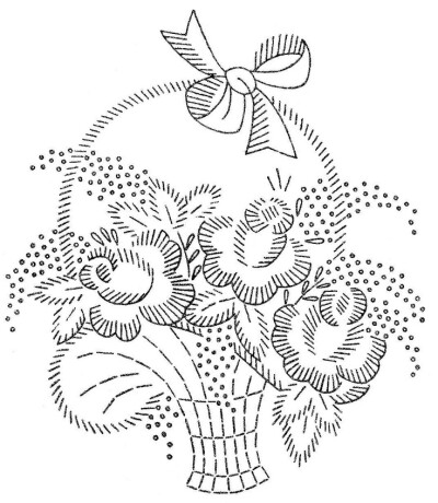 Цветочные корзины Вышивка или Redwork