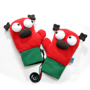 plumo手套女秋冬加厚保暖韩版萌可爱卡通毛绒全指连指手套米露露