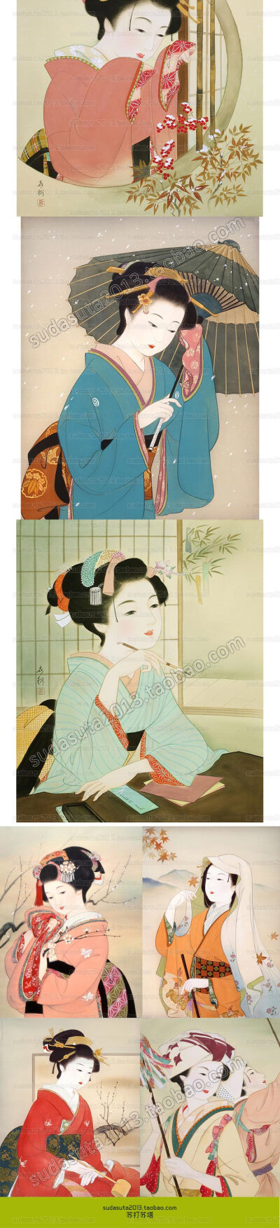 105张日本插画欣赏 传统复古日本绘画和风古代仕女图片