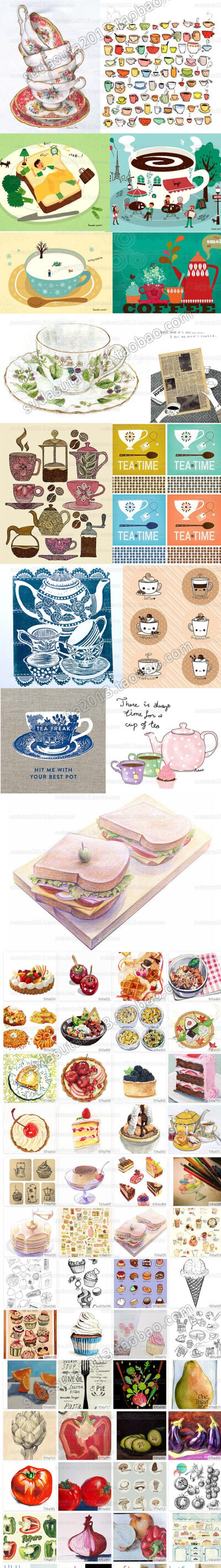 9400张食品 咖啡 茶 绘图 美食的绘画 食物饮品插画图片