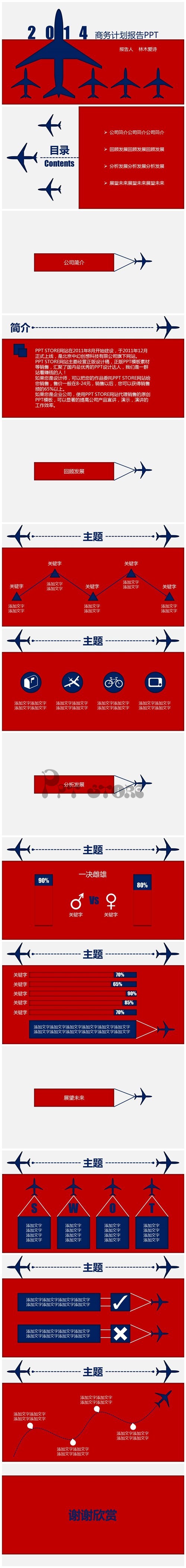 【一飞冲天 创造辉煌】2014商务计划报告PPT模板