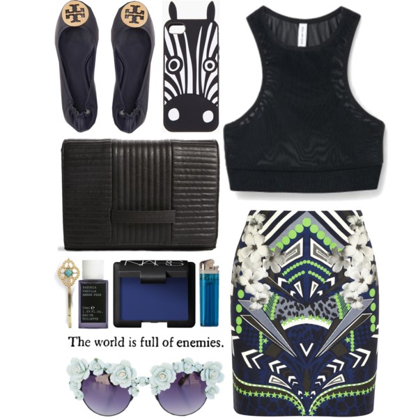 A fashion look from January 2014 featuring Emma Cook mini skirts, Tory Burch flats and ASOS clutches. Browse and shop related looks.