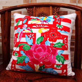 原创特价现代中式中国风婚庆礼品礼物喜字红色方形靠垫靠枕抱枕套的图片