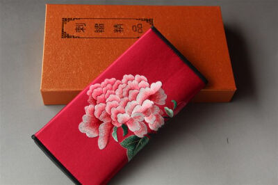 苏绣新款钱包、纯手工绣花精品 特色礼品 牡丹的图片
