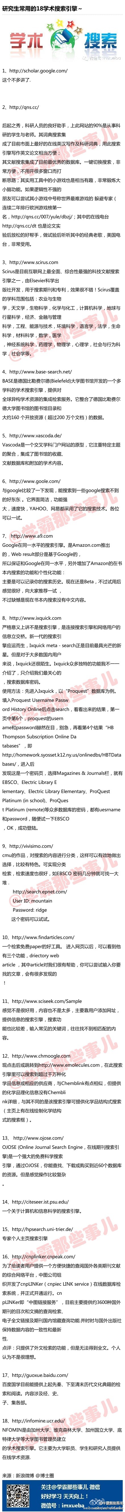 【超级干货】常用的18个学术搜索引擎，找文献、写论文不用愁。转需。