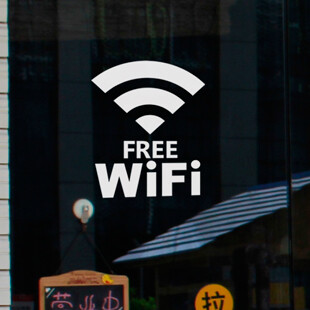 iphone潮版WIFI 无线网络标示贴咖啡餐厅店铺橱窗玻璃贴 艾薇墙贴