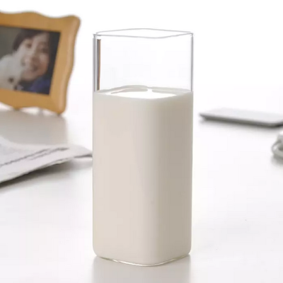 方形直身玻璃杯创意透明耐热牛奶杯 果汁饮料茶杯咖啡杯水杯350ml