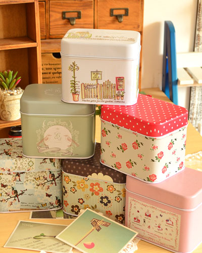 68元包邮 zakka清新 彩绘碎花马口铁盒可爱创意收纳盒 礼品盒J104