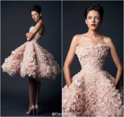 Krikor Jabotian F/W 2014┃设计师将这些耗时几百个工时手工造成的婚纱或礼裙划分为高级定制,结合现代3D立体打印和古典蕾丝刺绣,看上去既前卫又奢华,设计师第一份工作师从Elie Saab,于是创作中除了自身钟情的女王般…