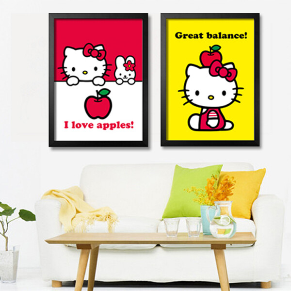 Hello kitty 可爱童趣kitty猫装饰画 公主房儿童房挂画 优凡画品