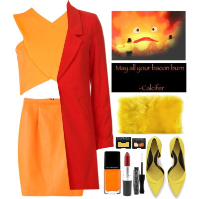 A fashion look from November 2014 featuring shirt crop top, orange coat and high rise pencil skirt. Browse and shop related looks.