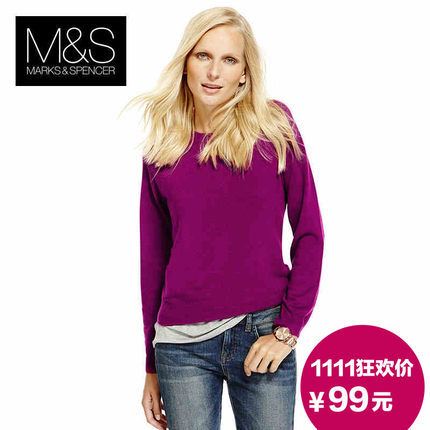 【双11】双11价：99元 【商场同款】 M&amp;amp;S/马莎 秋冬新款女针织衫 仿羊绒 T381057