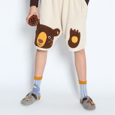 2014TYAKASHA塔卡沙秋季 熊系列：羊羔绒棕熊贴布毛线针织短裤