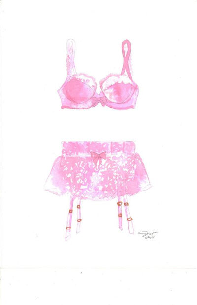 Perfectly Pink print from original by JessicaIllustration on Etsy, $22.00 #watercolor #art #fashionillustration #pink #lingerie