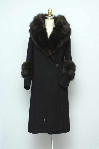 1920s Fur and Wool Coat