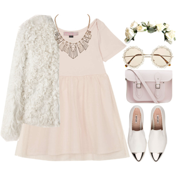 A fashion look from November 2014 featuring pink short sleeve dress, fur jacket and miu miu shoes. Browse and shop related looks.