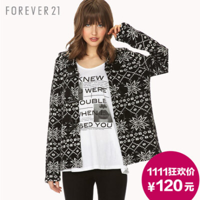 【双11】双11价：120元 商场同款 FOREVER21 女装 F21北欧风牛角扣羊毛针织大衣