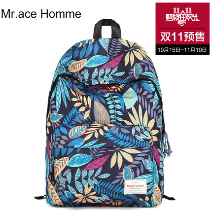 【预售￥68，定金￥10】Mr.ace Homme新款双肩包女韩版印花背包男学生书包