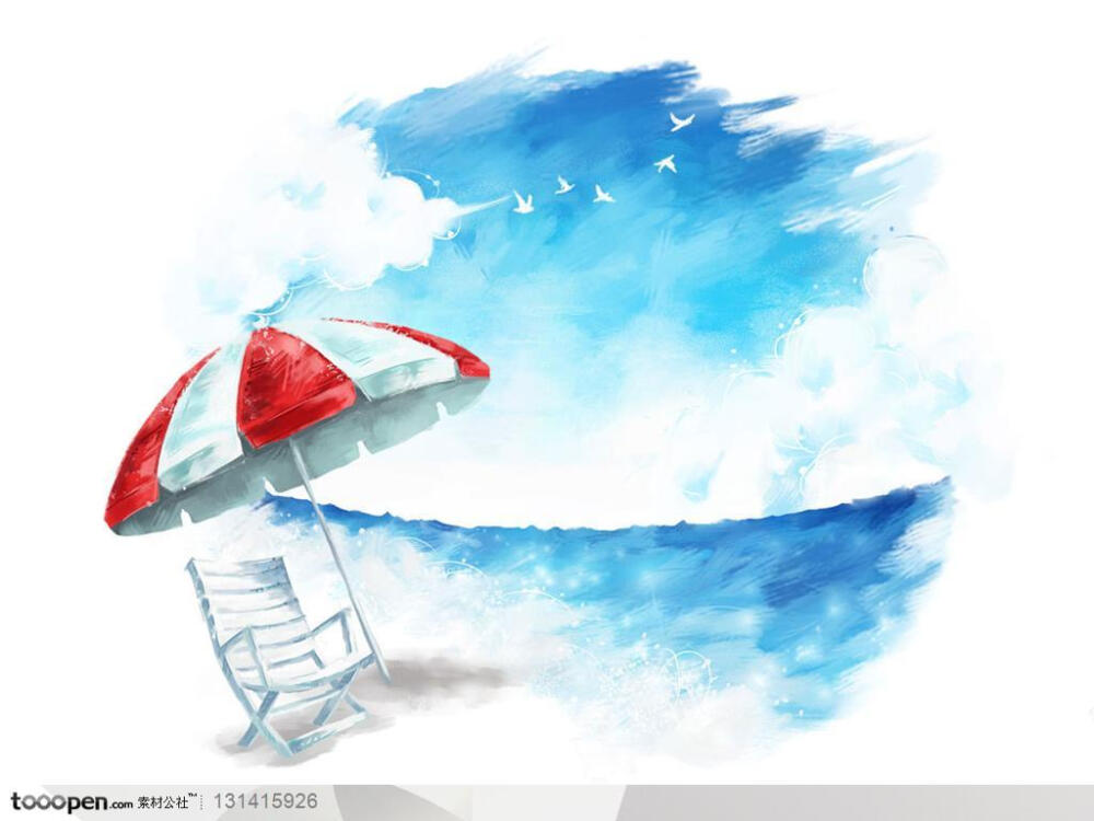 手绘背景手绘海边风景