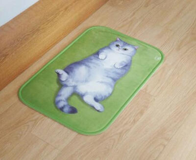 妙吉MEWJI 原创 猫咪动物地毯地垫门垫脚垫绿底肚皮猫