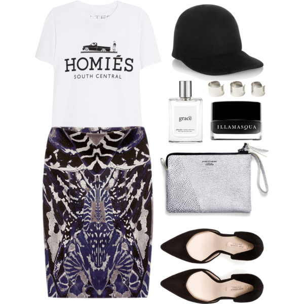 A fashion look from August 2013 featuring white shirt, black pumps and black purse. Browse and shop related looks.