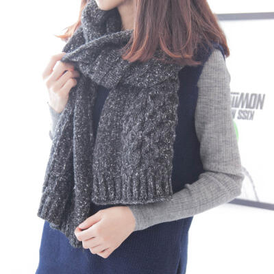 韩国羊绒混纺麻花毛线保暖围巾披肩