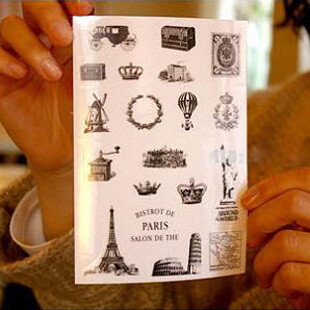 欧美风情黑白复古日记贴纸 透明PVC手账贴纸 vintage相册DIY贴画