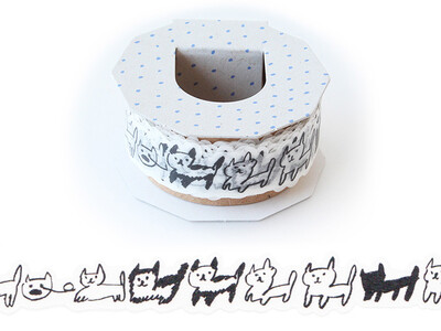 萌死啦 JP-日本进口 AIUEO 美纹手撕和纸胶带异形胶带 黑白猫 分装或整卷