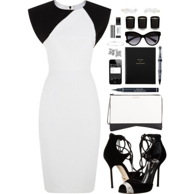 A fashion look from August 2014 featuring short cocktail dresses, heels stilettos and gold clutches. Browse and shop related looks.