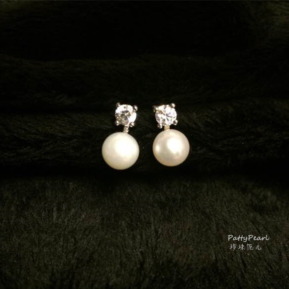 闪钻珍珠耳钉