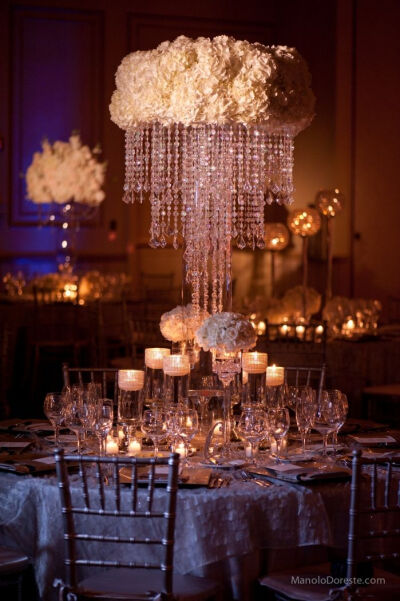 Glitzy Centerpiece candlelight reception