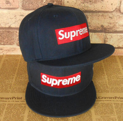 supreme嘻哈帽SNAPBACK平沿帽bboy棒球帽子男女街舞调节帽深蓝色