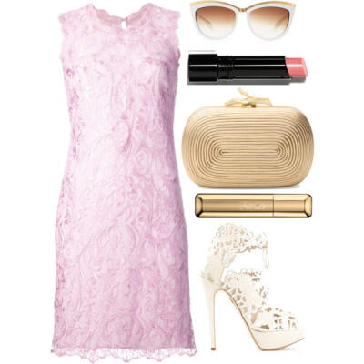 A fashion look from August 2014 featuring sleeveless lace dress, heels stilettos and diane von furstenberg purse. Browse and shop related looks.