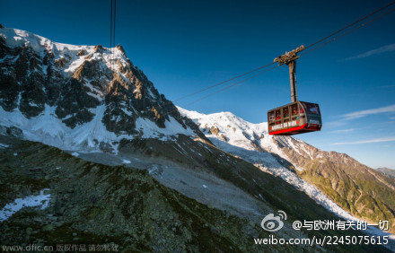 【阿尔卑斯山美景】勇敢无畏的波兰摄影师Jakub Polomski登上了南针峰（法国阿尔卑斯山勃朗峰的一座山峰），站在顶峰拍摄了阿尔卑斯山脉的完美景象，阳光穿透被雪覆盖的山地