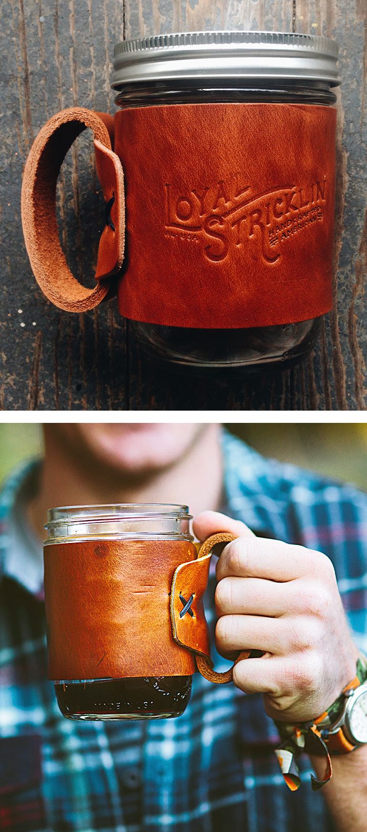 Leather mason mug