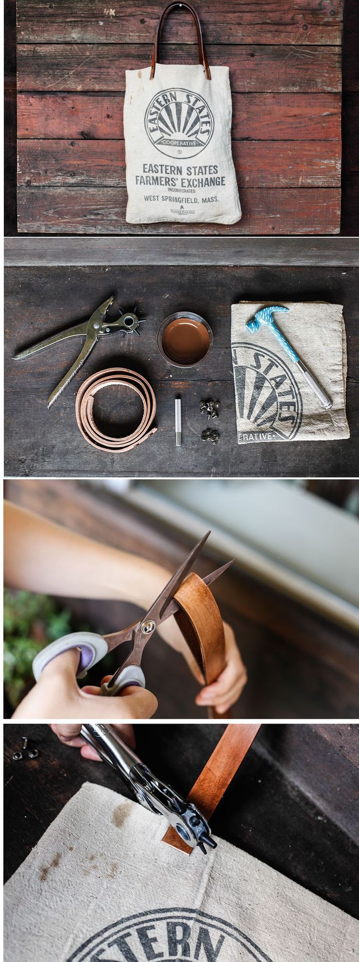 DIY Feedbag Tote w/Leather Straps