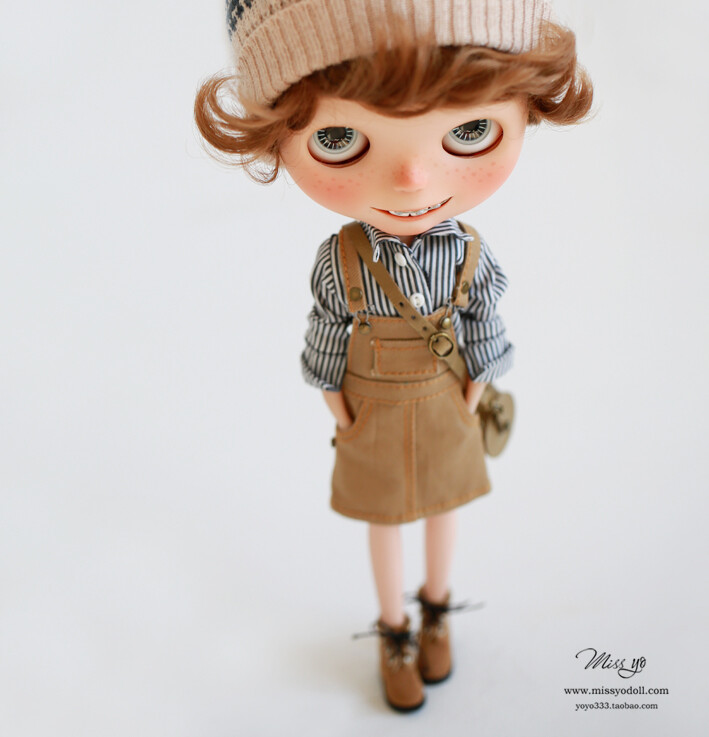 ［MISSYODOLL］ blythe BJD 1/6分 JB 背带小短裙（绿-浅棕）