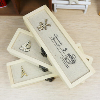 日韩国文具盒 创意复古木质铅笔笔盒 单层收纳盒笔袋笔盒学生奖品