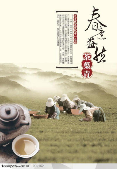 餐饮海报-中国传统茶文化宣传-采茶人