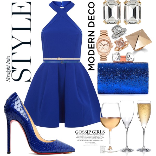 A fashion look from January 2014 featuring skater skirt, swarovski crystal jewelry and rose gold ring. Browse and shop related looks.