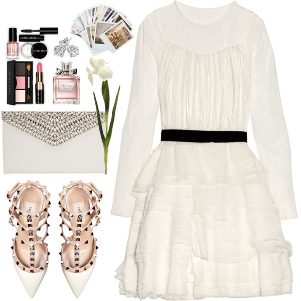 A fashion look from January 2014 featuring see through dress, ivory pumps and python print handbag. Browse and shop related looks.