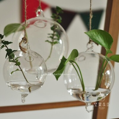 zakka球形挂饰绿植水培容器 创意迷你吊瓶 日式园艺用品 带钩多款
