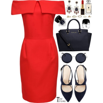 A fashion look from November 2014 featuring sheath dress, black pumps and satchel handbags. Browse and shop related looks.