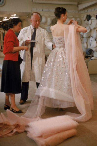 In the studio of Christian Dior, 1957.