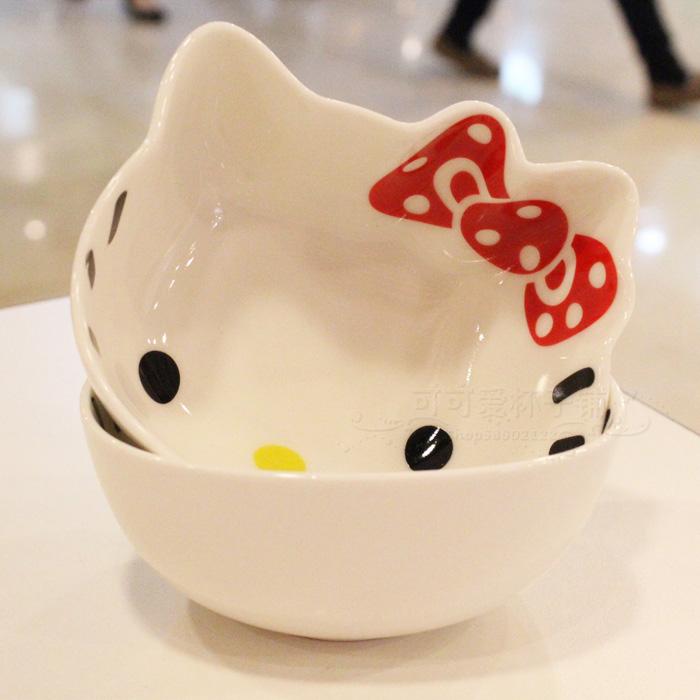 hello kitty陶瓷碗 立体米饭碗卡通可爱 微波炉碗 面碗不掉色